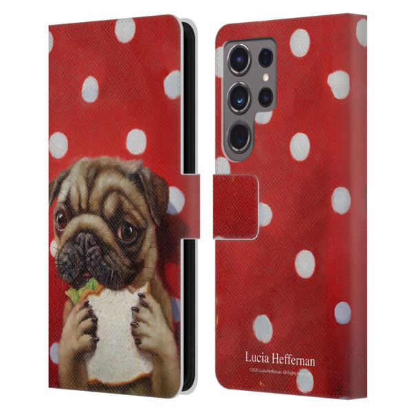 Lucia Heffernan Art Pugalicious Leather Book Wallet Case Cover For Samsung Galaxy S24 Ultra 5G