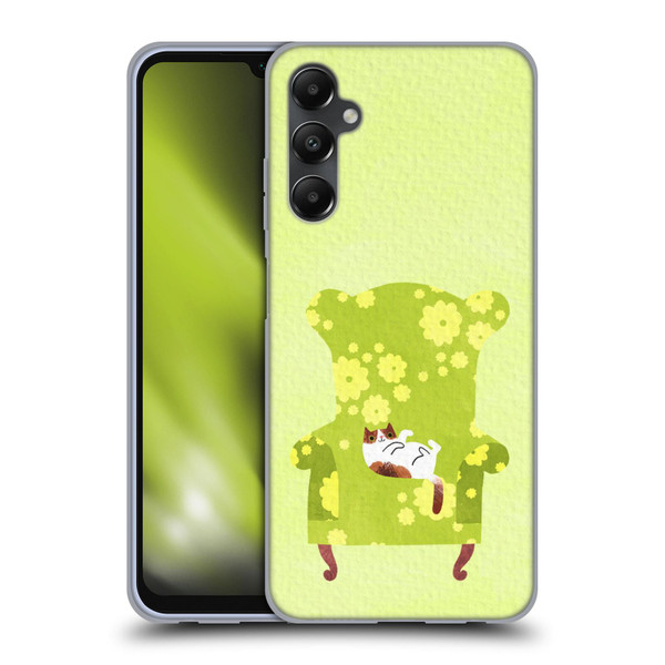 Planet Cat Arm Chair Lime Chair Cat Soft Gel Case for Samsung Galaxy A05s