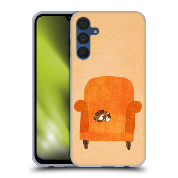Planet Cat Arm Chair Orange Chair Cat Soft Gel Case for Samsung Galaxy A15