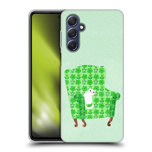 Planet Cat Arm Chair Spring Green Chair Cat Soft Gel Case for Samsung Galaxy M54 5G