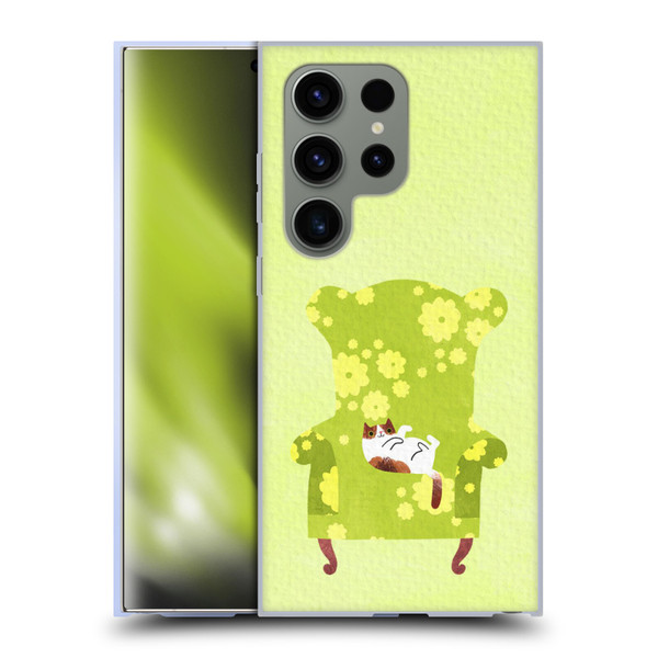 Planet Cat Arm Chair Lime Chair Cat Soft Gel Case for Samsung Galaxy S24 Ultra 5G