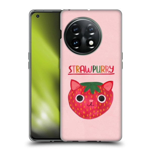 Planet Cat Puns Strawpurry Soft Gel Case for OnePlus 11 5G