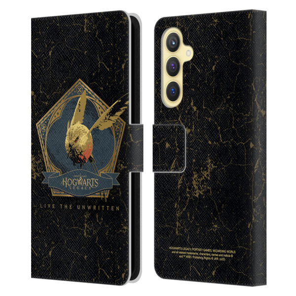Hogwarts Legacy Graphics Golden Snidget Leather Book Wallet Case Cover For Samsung Galaxy S23 FE 5G