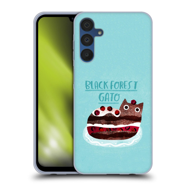 Planet Cat Puns Black Forest Gato Soft Gel Case for Samsung Galaxy A15