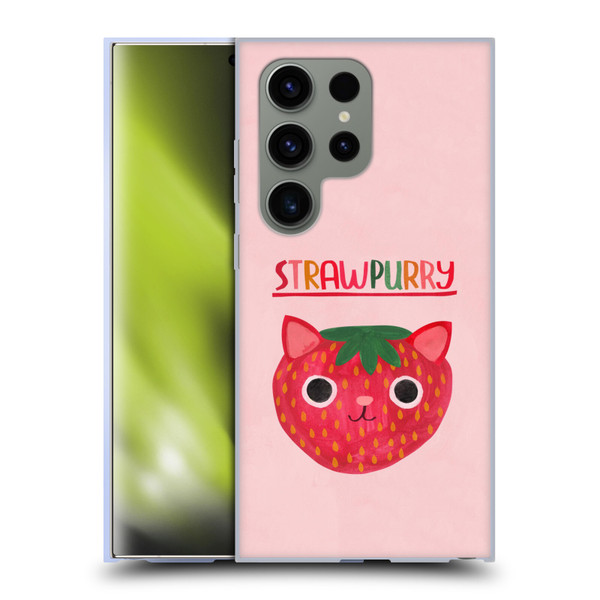Planet Cat Puns Strawpurry Soft Gel Case for Samsung Galaxy S24 Ultra 5G
