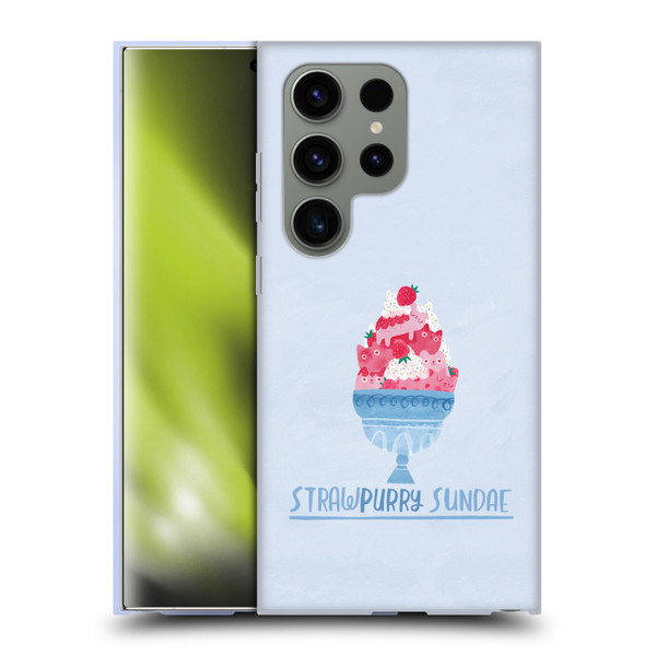Planet Cat Puns Strawpurry Sundae Soft Gel Case for Samsung Galaxy S24 Ultra 5G
