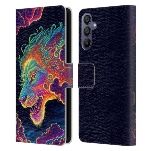 Wumples Cosmic Animals Clouded Lion Leather Book Wallet Case Cover For Samsung Galaxy A15