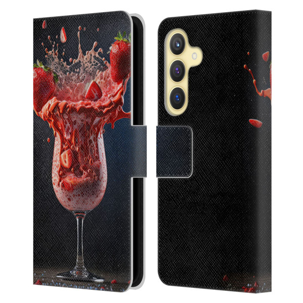 Spacescapes Cocktails Strawberry Infusion Daiquiri Leather Book Wallet Case Cover For Samsung Galaxy S24 5G