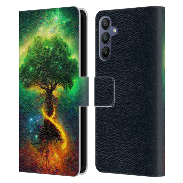 Wumples Cosmic Universe Yggdrasil, Norse Tree Of Life Leather Book Wallet Case Cover For Samsung Galaxy A15