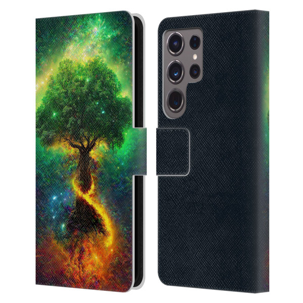 Wumples Cosmic Universe Yggdrasil, Norse Tree Of Life Leather Book Wallet Case Cover For Samsung Galaxy S24 Ultra 5G