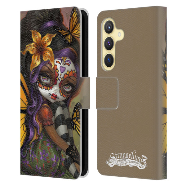 Strangeling Fairy Art Day of Dead Butterfly Leather Book Wallet Case Cover For Samsung Galaxy S24 5G