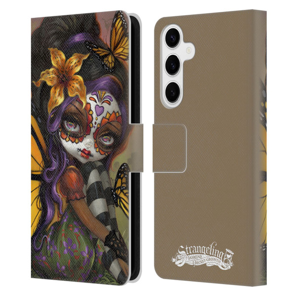Strangeling Fairy Art Day of Dead Butterfly Leather Book Wallet Case Cover For Samsung Galaxy S24+ 5G