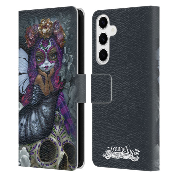 Strangeling Fairy Art Day of Dead Skull Leather Book Wallet Case Cover For Samsung Galaxy S24+ 5G