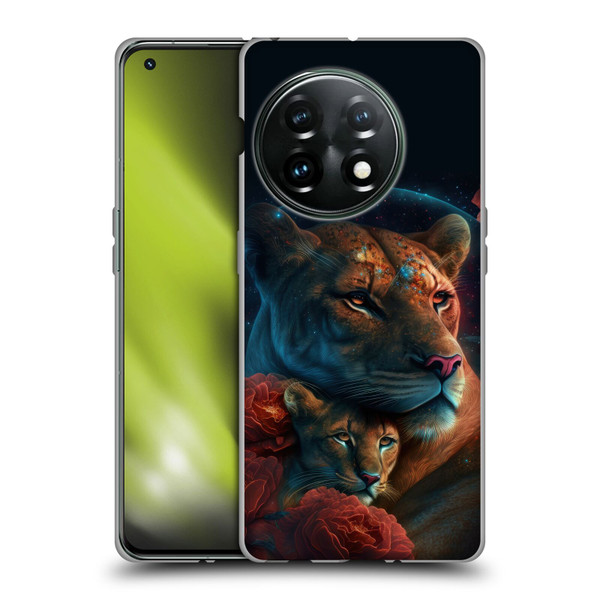 Spacescapes Floral Lions Star Watching Soft Gel Case for OnePlus 11 5G