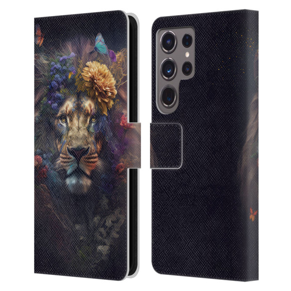 Spacescapes Floral Lions Flowering Pride Leather Book Wallet Case Cover For Samsung Galaxy S24 Ultra 5G