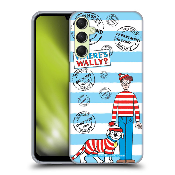 Where's Wally? Graphics Stripes Blue Soft Gel Case for Samsung Galaxy A24 4G / Galaxy M34 5G