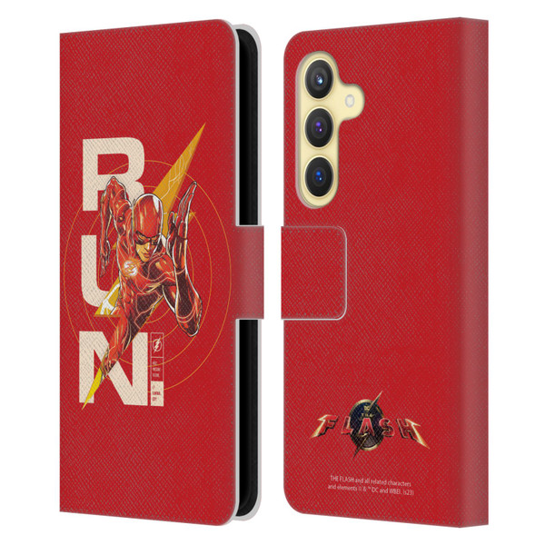 The Flash 2023 Graphics Barry Allen Run Leather Book Wallet Case Cover For Samsung Galaxy S24 5G