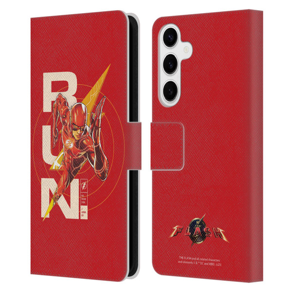 The Flash 2023 Graphics Barry Allen Run Leather Book Wallet Case Cover For Samsung Galaxy S24+ 5G