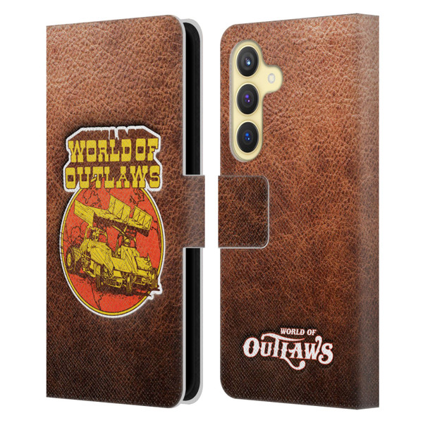 World of Outlaws Western Graphics Sprint Car Leather Print Leather Book Wallet Case Cover For Samsung Galaxy S24 5G