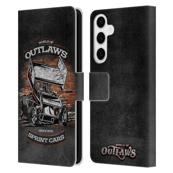 World of Outlaws Western Graphics Brickyard Sprint Car Leather Book Wallet Case Cover For Samsung Galaxy S24+ 5G