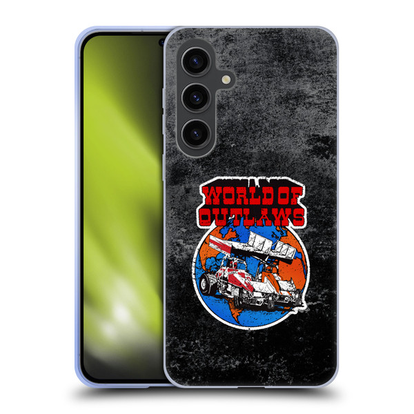 World of Outlaws Western Graphics Distressed Sprint Car Logo Soft Gel Case for Samsung Galaxy S24+ 5G