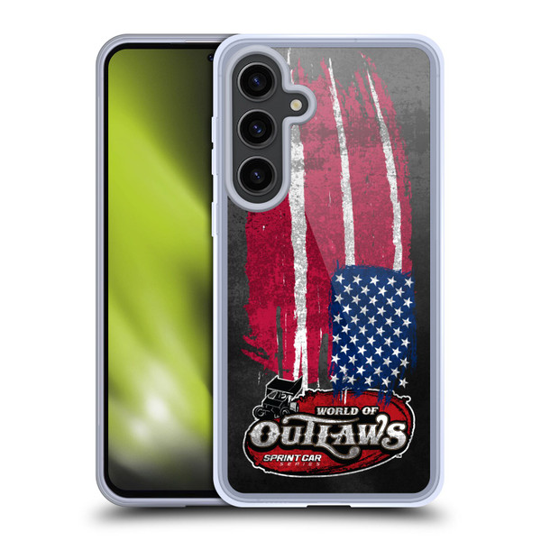 World of Outlaws Western Graphics US Flag Distressed Soft Gel Case for Samsung Galaxy S24+ 5G