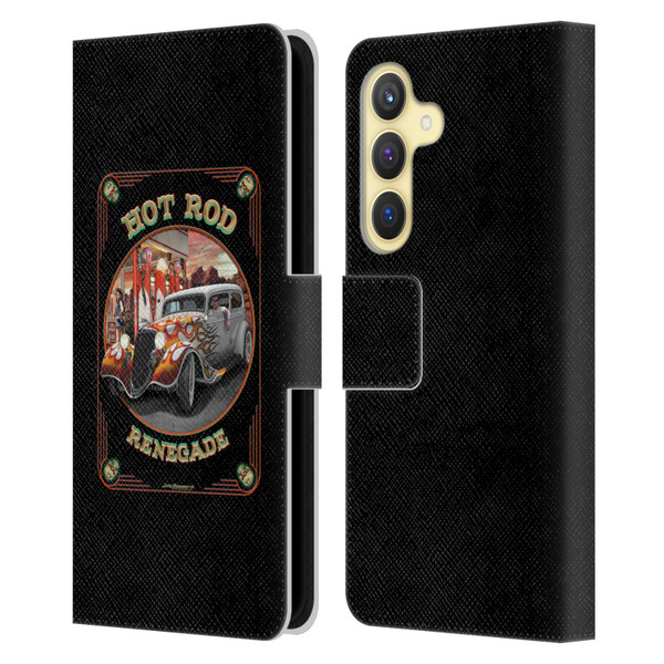 Larry Grossman Retro Collection Hot Rod Renegade Leather Book Wallet Case Cover For Samsung Galaxy S24 5G
