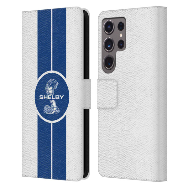 Shelby Car Graphics 1965 427 S/C White Leather Book Wallet Case Cover For Samsung Galaxy S24 Ultra 5G