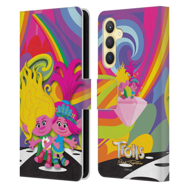 Trolls 3: Band Together Art Poppy And Viva Leather Book Wallet Case Cover For Samsung Galaxy S23 FE 5G