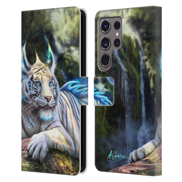 Anthony Christou Art Water Tiger Leather Book Wallet Case Cover For Samsung Galaxy S24 Ultra 5G