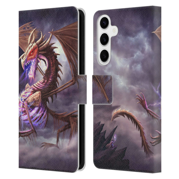 Anthony Christou Fantasy Art Bone Dragon Leather Book Wallet Case Cover For Samsung Galaxy S24+ 5G