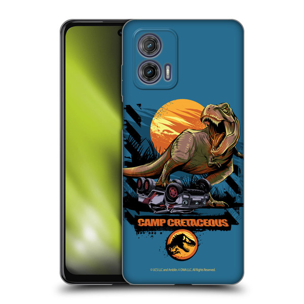 Jurassic World: Camp Cretaceous Dinosaur Graphics Blue Soft Gel Case for Motorola Moto G73 5G