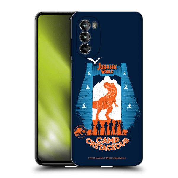 Jurassic World: Camp Cretaceous Dinosaur Graphics Silhouette Soft Gel Case for Motorola Moto G82 5G