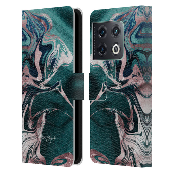 Nature Magick Luxe Gold Marble Metallic Teal Leather Book Wallet Case Cover For OnePlus 10 Pro