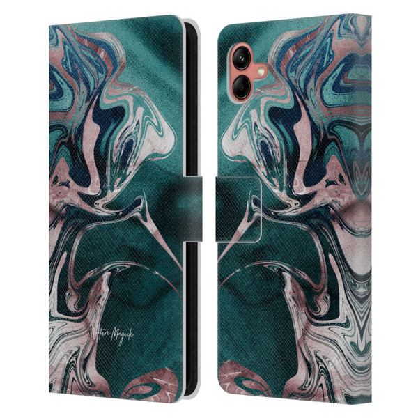 Nature Magick Luxe Gold Marble Metallic Teal Leather Book Wallet Case Cover For Samsung Galaxy A04 (2022)
