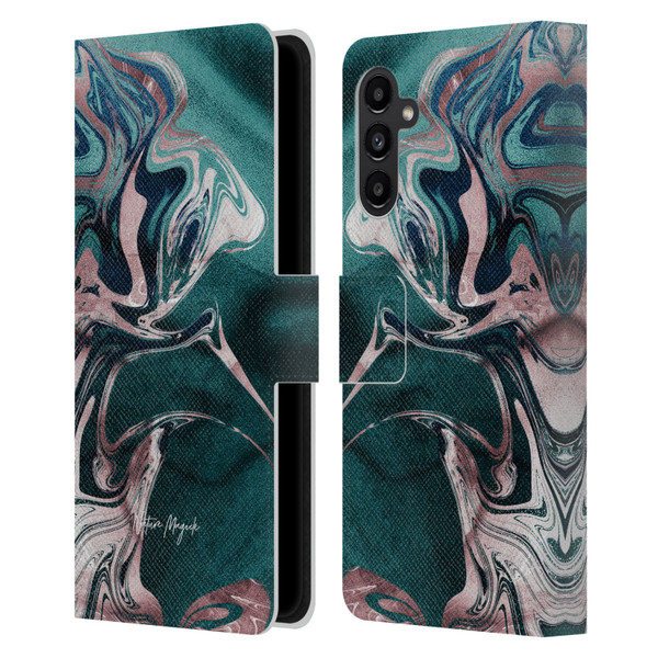 Nature Magick Luxe Gold Marble Metallic Teal Leather Book Wallet Case Cover For Samsung Galaxy A13 5G (2021)
