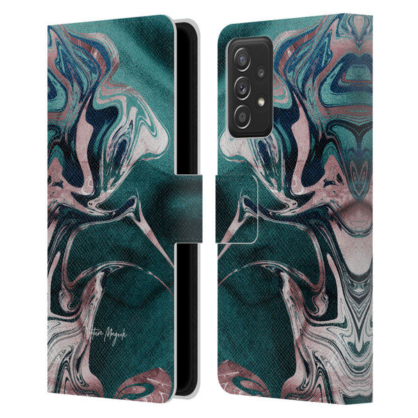 Nature Magick Luxe Gold Marble Metallic Teal Leather Book Wallet Case Cover For Samsung Galaxy A53 5G (2022)