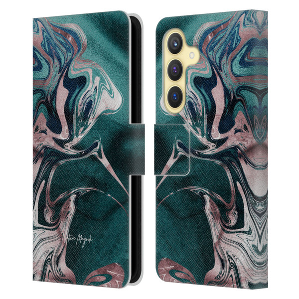 Nature Magick Luxe Gold Marble Metallic Teal Leather Book Wallet Case Cover For Samsung Galaxy S24 5G