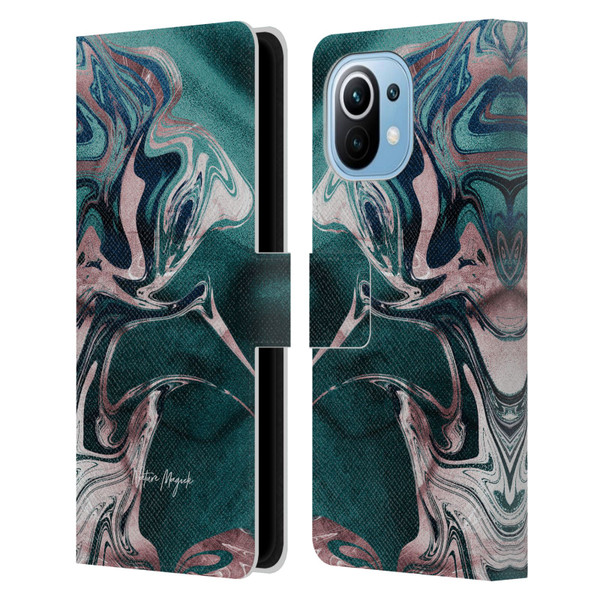 Nature Magick Luxe Gold Marble Metallic Teal Leather Book Wallet Case Cover For Xiaomi Mi 11
