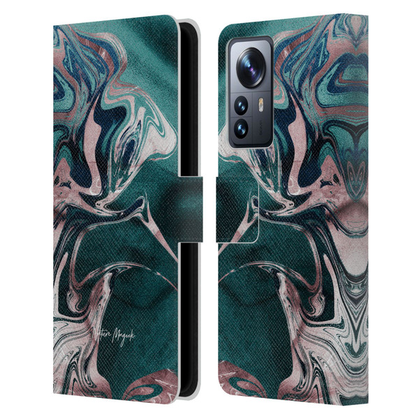 Nature Magick Luxe Gold Marble Metallic Teal Leather Book Wallet Case Cover For Xiaomi 12 Pro
