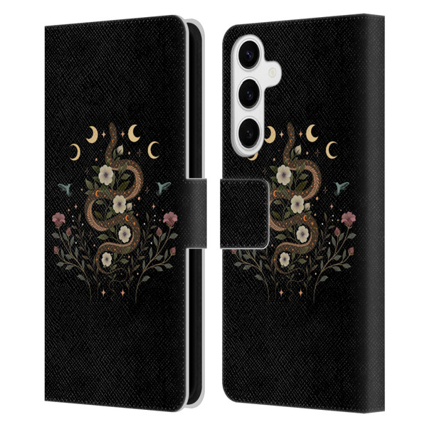 Episodic Drawing Illustration Animals Serpent Spell Leather Book Wallet Case Cover For Samsung Galaxy S24+ 5G