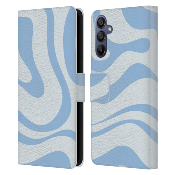 Kierkegaard Design Studio Art Blue Abstract Swirl Pattern Leather Book Wallet Case Cover For Samsung Galaxy A15