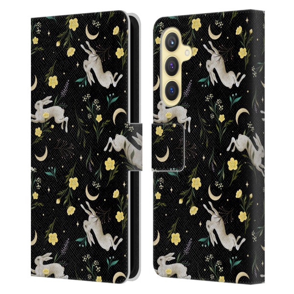 Episodic Drawing Pattern Bunny Night Leather Book Wallet Case Cover For Samsung Galaxy S23 FE 5G