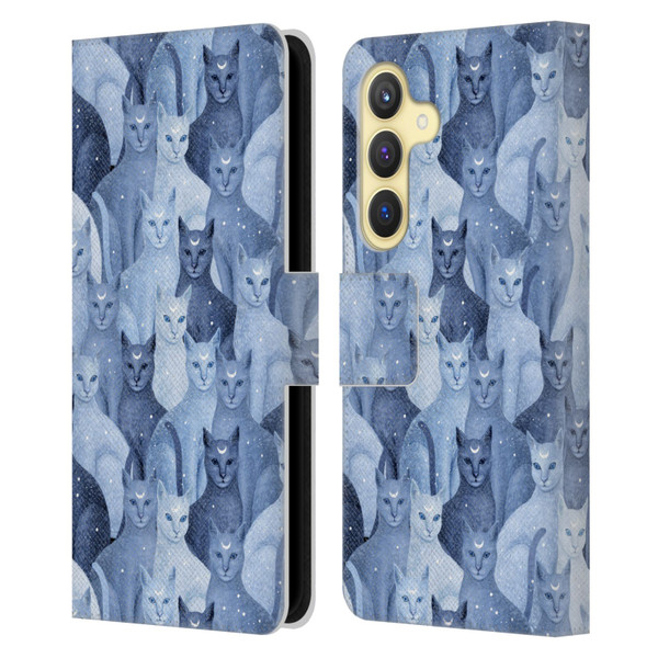 Episodic Drawing Pattern Cats Leather Book Wallet Case Cover For Samsung Galaxy S24 5G