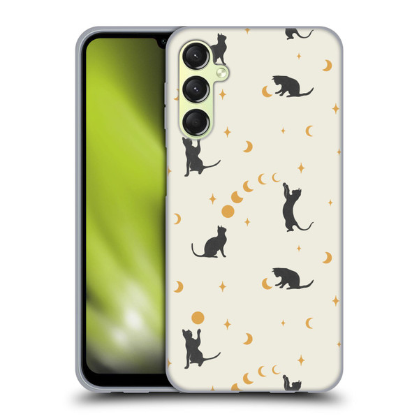 Episodic Drawing Pattern Cat And Moon Soft Gel Case for Samsung Galaxy A24 4G / Galaxy M34 5G