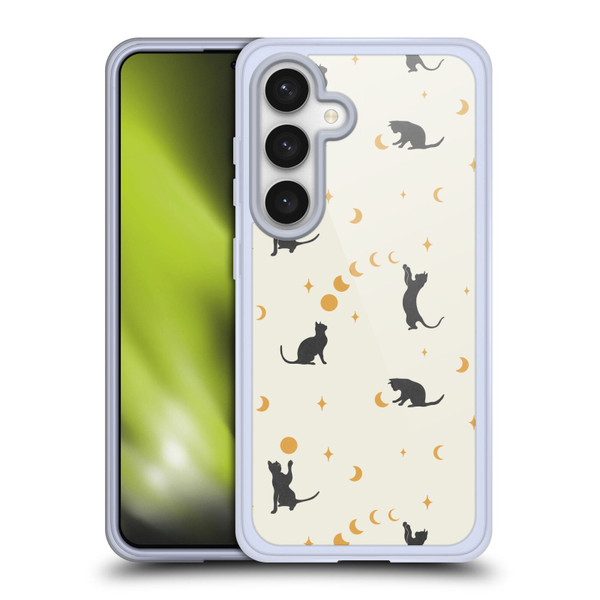 Episodic Drawing Pattern Cat And Moon Soft Gel Case for Samsung Galaxy S24 5G