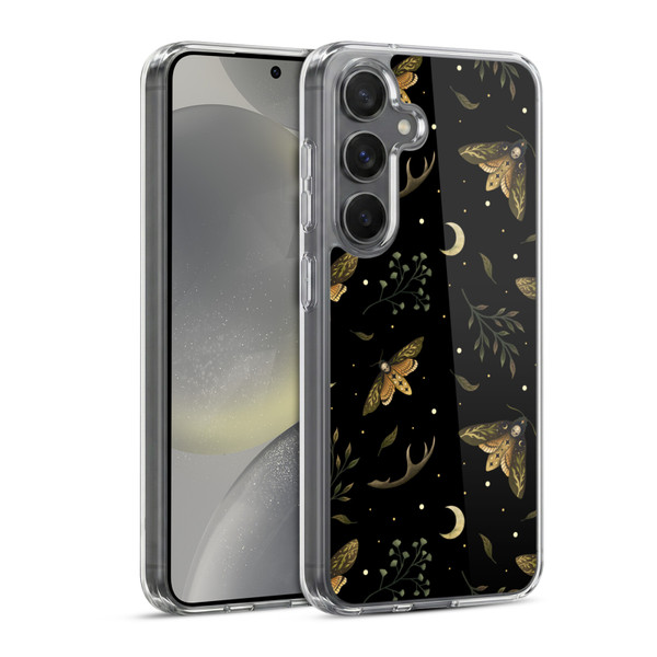 Episodic Drawing Pattern Death Head Moth Soft Gel Case for Samsung Galaxy S24 5G & MagSafe