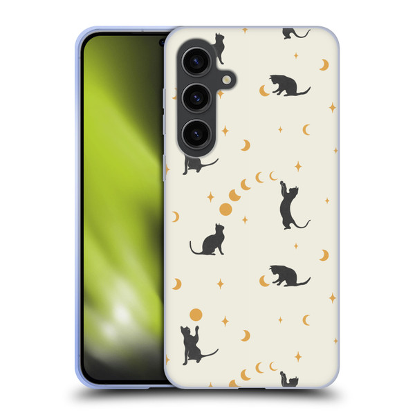 Episodic Drawing Pattern Cat And Moon Soft Gel Case for Samsung Galaxy S24+ 5G