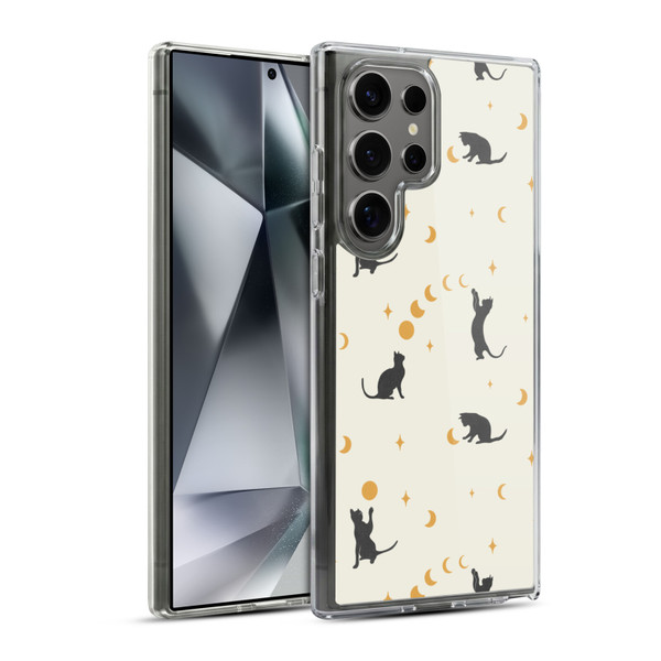 Episodic Drawing Pattern Cat And Moon Soft Gel Case for Samsung Galaxy S24 Ultra 5G & MagSafe