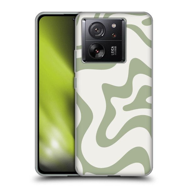 Kierkegaard Design Studio Art Retro Liquid Swirl Sage Green Soft Gel Case for Xiaomi 13T 5G / 13T Pro 5G